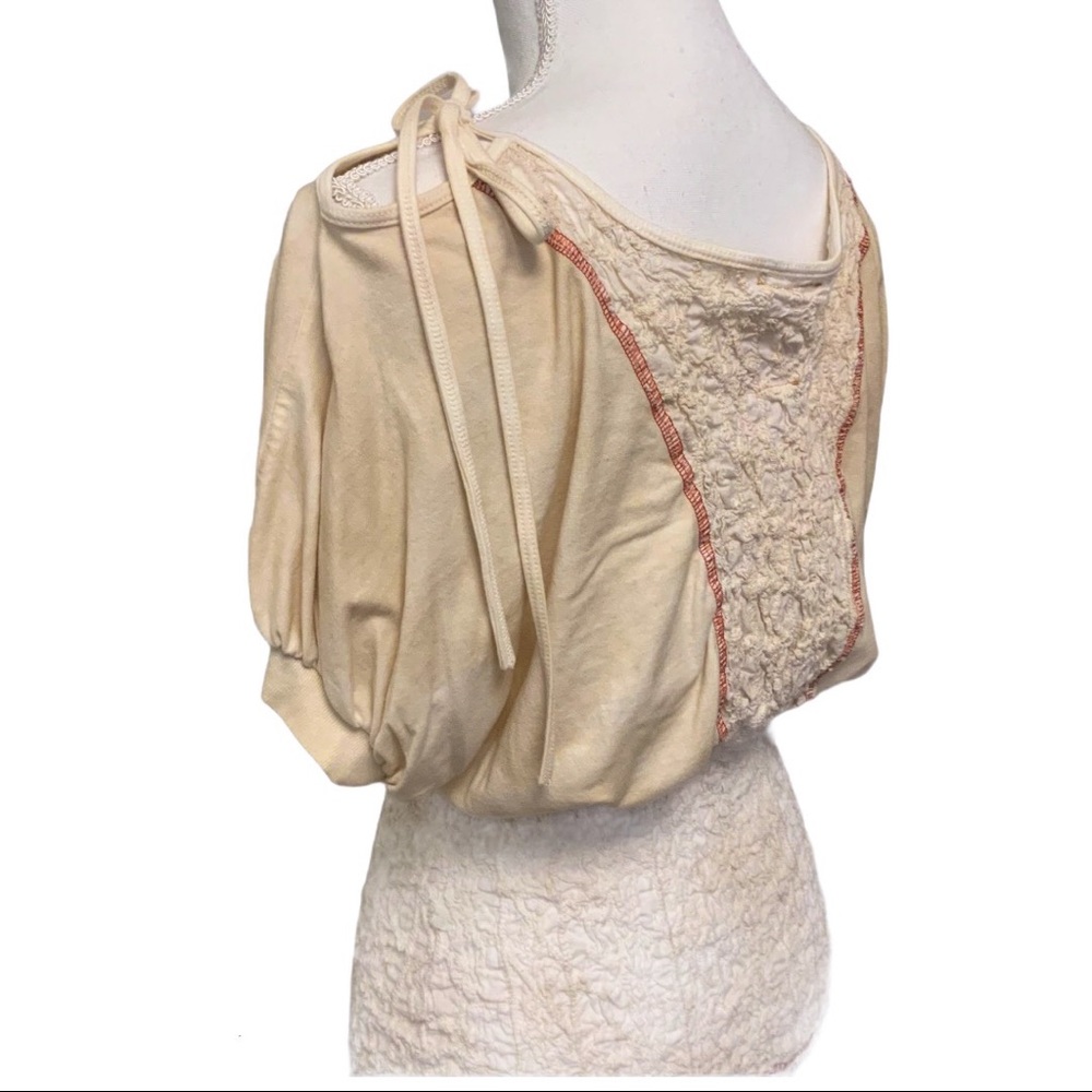 🆕 Retro Lady Cream Contrast Tie ShoulderTop NWT - Picture 7 of 11